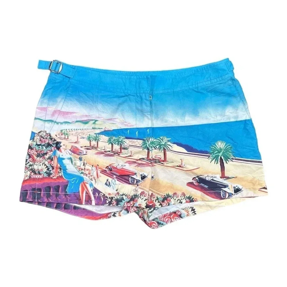 Orlebar  Brown Whippet Travel Shorts Beach Mural Womens US 6